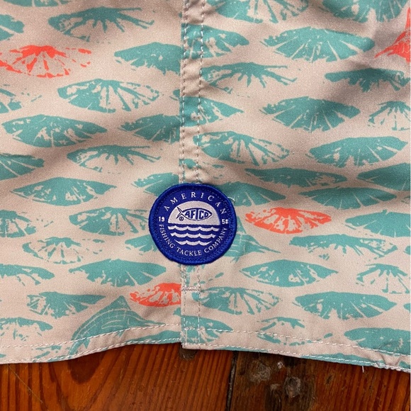 AFTCO Men's Boatbar Swim Trunks Size S Grey Teal Orange Beach Swim Boat Spring - Picture 11 of 12